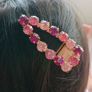 Pink Crystal Rhinestone Embellished hair clip
